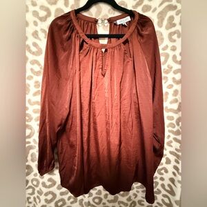 Jennifer Lopez Blouse - Size 3X - Burgundy with neck line cutout